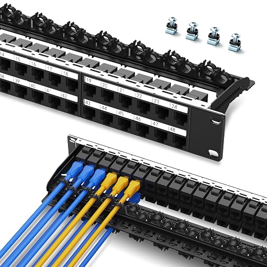Patch Panel 48 Port with Cat6A Keystone Jack【EC Listed】 UTP with Cable by PBAEGAV