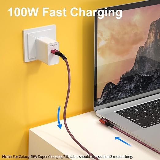 Fasgear USB-C to USB C Cable 100W Power Delivery 3ft 90 Degree Type C 3.1 Gen 2 - Image 3