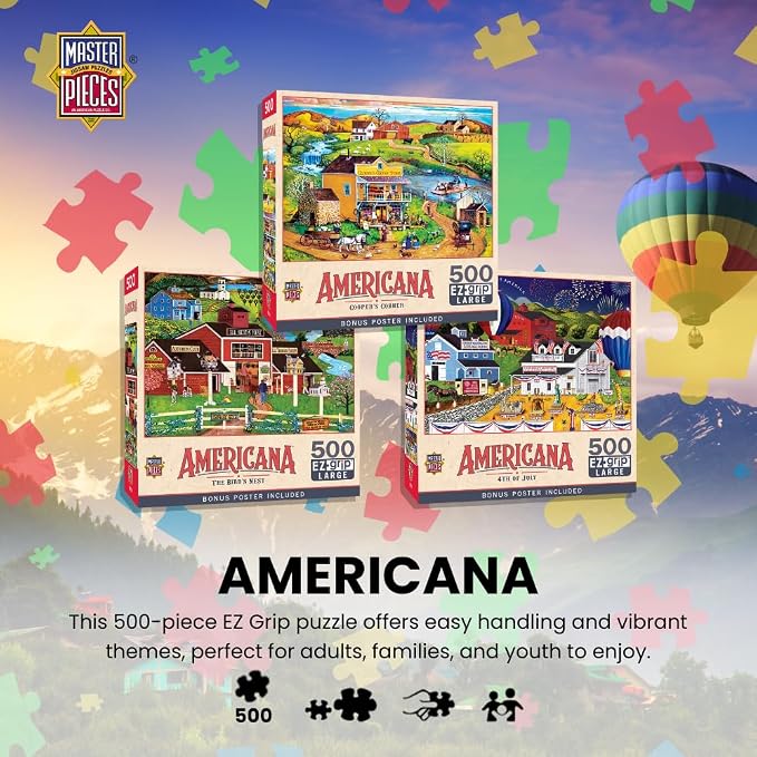 MasterPieces - 500 Piece Jigsaw Puzzle, Large EZ Grip Shapes, Free Wheeling - Image 2