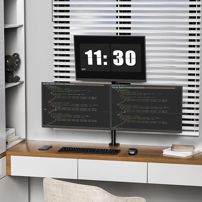 WALI Triple Monitor Mount for 13-27 inch Computer Screens, 3 Monitor Desk Mount - Image 9
