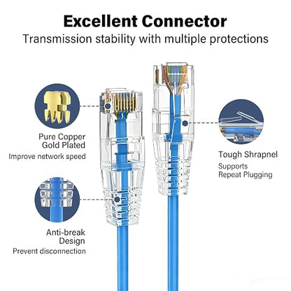 Jadaol UL Listed Patch Cables Cat 6a / Cat 6 0.5 ft 24-Pack, 10Gbps 550MHz Slim - Image 5