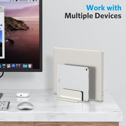 OMOTON [Updated Dock Version Vertical Laptop Stand, Double Desktop Stand Holder - Image 8