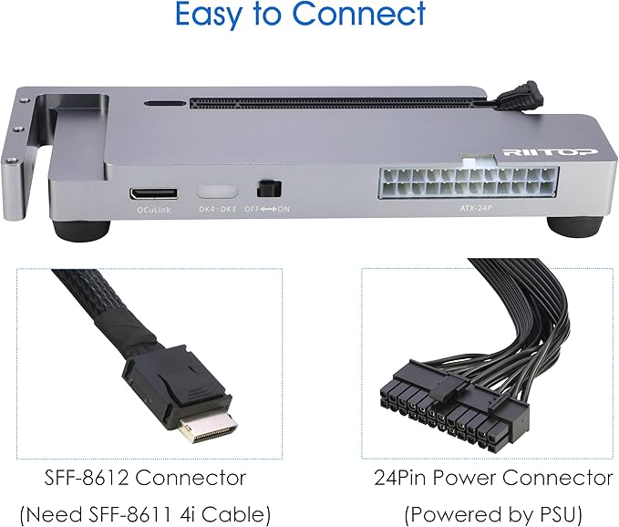 RIITOP OCuLink eGPU Dock 64Gpbs Oculink SFF-8612 External GPU Enclosure - Image 4