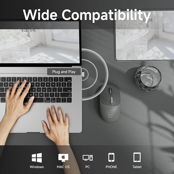 EWEADN Q5 Wireless Mouse, Battery Level Display, Ergonomic Office Mouse - Image 4