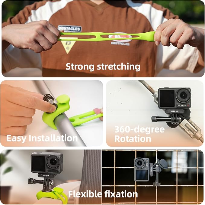 TELESIN Camera 360 Strap Mount Flexible Wrap Band Bike Motorcycle Handlebar - Image 4