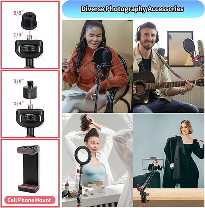 13"/34cm Magic Arm w Clamp, Camera Mount & Clamp w 1/4" 3/8" Threads and - Image 6
