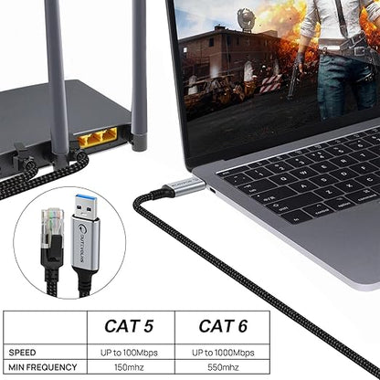 USB to Ethernet Cable 15 FT, USB 3.0 A to RJ45 Male Nylon Adapters, Gigabit - Image 5