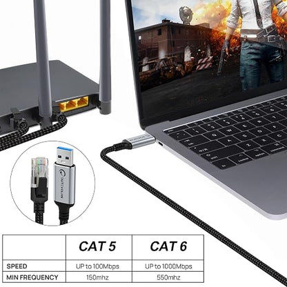 USB to Ethernet Cable 5 FT, USB 3.0 A to RJ45 Male Nylon Adapters, Gigabit - Image 5