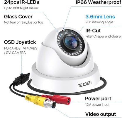 ZOSI 1080p Dome Security Cameras, 2MP Day Night Weatherproof Surveillance CCTV - Image 8