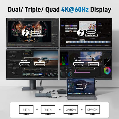 Acer Thunderbolt 4 Dock, 16 in 1 Quad Monitor DisplayLink Docking Station 40Gbps - Image 4