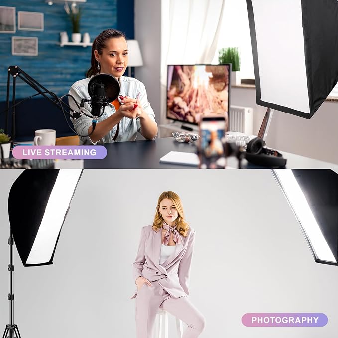 LimoStudio 3400W Output Remote Control, 22 x 32 inch Softbox 85W Bulbs Light Kit - Image 8