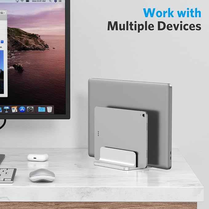 OMOTON Vertical Laptop Stand, Double Desktop Stand Holder - Image 8