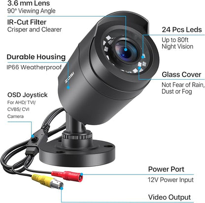 ZOSI 2.0MP 1080p 1920TVL Outdoor Indoor Security Camera, Hybrid 4-in-1 - Image 9