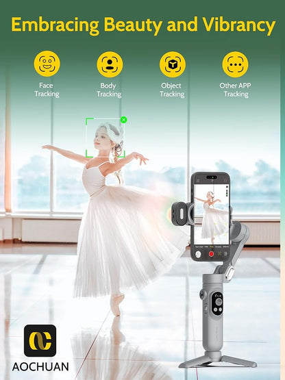 3-axis Gimbal Stabilizer for Smartphone w/ 1/4 Thread Foldable Phone Stabilizer - Image 3