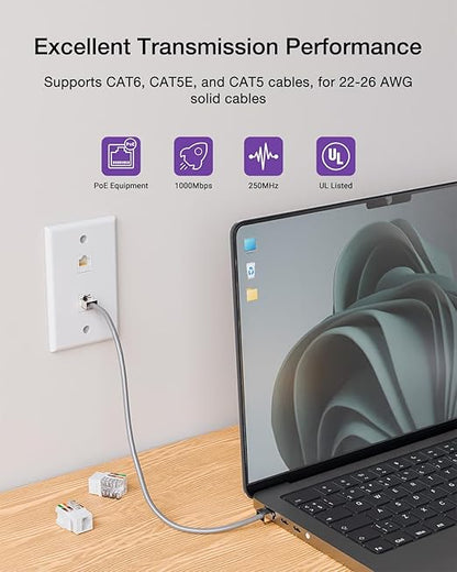VCE UL Listed 10Gbps Cat6 Keystone Jack Insert 25-Pack, 90 Degree Punch Down - Image 4
