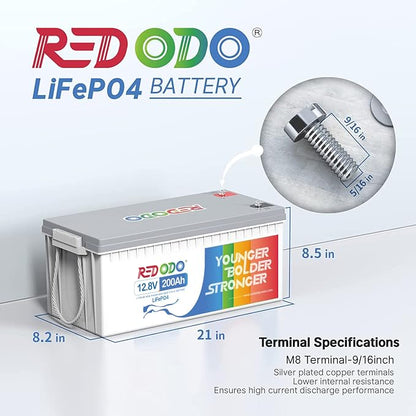Redodo 12.8V 200Ah LiFePO4 Battery Lithium Battery - Image 2