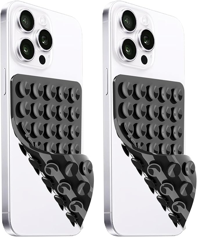 2 Pack Silicone Suction Cup Phone Case Mount Double Sided, Hands-Free Strong by LvShuLiangPin