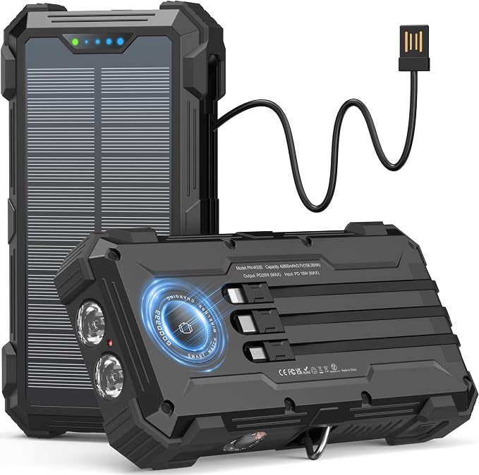 GOODaaa Solar Power Bank, 42800mAh Portable Charger 20W Fast Charging External by GOODaaa