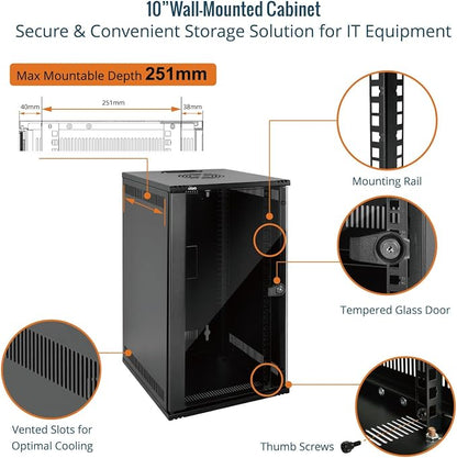 Tecmojo 12U 10 inch Rack, Wall Mount Network Cabinet Set, 12.3W x 13D x 22.3H- - Image 3