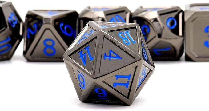Haxtec Black Metal DND Dice Set D&D W/Gift Metal Case Polyhedral Dice Compatible - Image 5