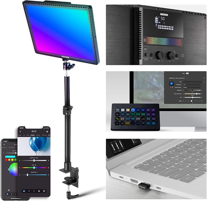NEEWER GL1C RGB 15.5" Key Light, 48W Edge Lit Soft LED Video Panel Streaming by Neewer