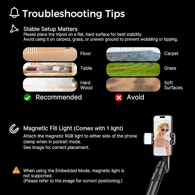 Auto Face Tracking Tripod & 360° Rotating Selfie Stick - Image 4