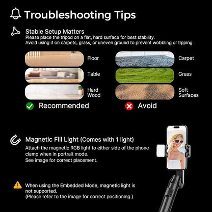 Auto Face Tracking Tripod & 360° Rotating Selfie Stick - Image 4