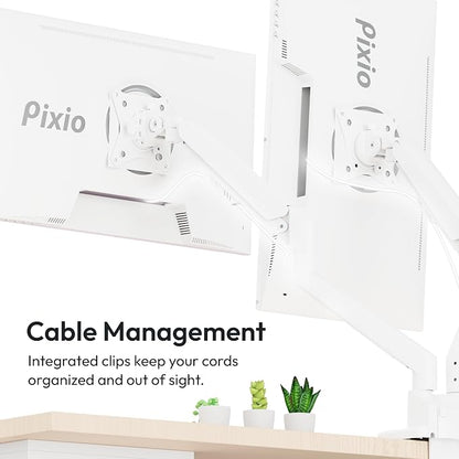 Pixio PS1D Wave White Dual Monitor Arm Stand Desk Mount - Image 5