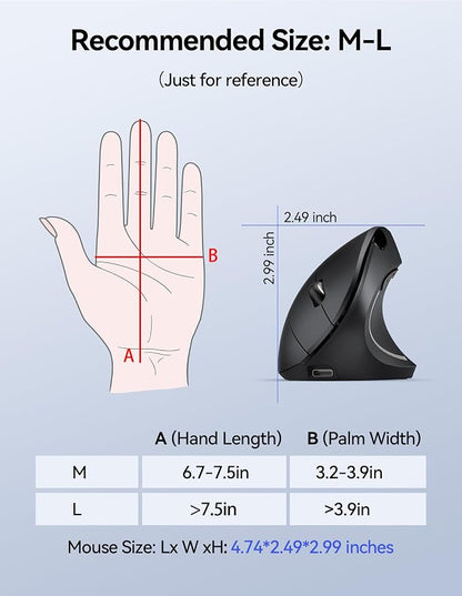 TECKNET Ergonomic Mouse Wireless, Rechargeable Mouse Wireless Silent - Image 7