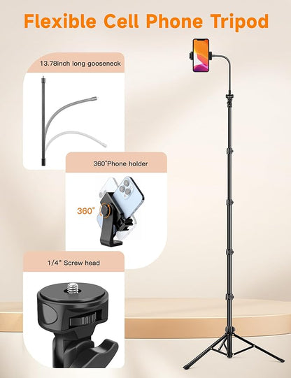 Phone Tripod, Portable Aluminum Cellphone Stand - Image 7