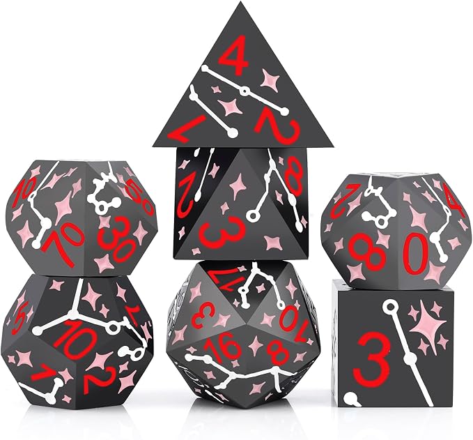 PJOY Metal Dice Set D&D Star Dice Set DND Polyhedral Dice by PJOYDice