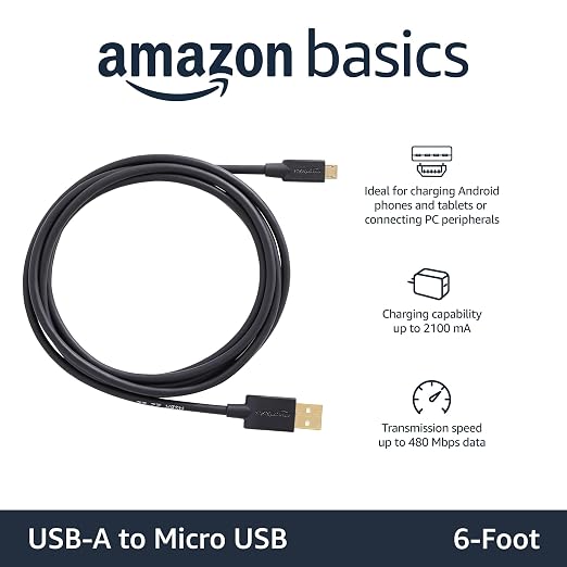 Amazon Basics USB-A to Micro USB Charging Cable, 480Mbps Transfer Speed - Image 2