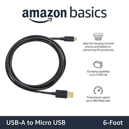 Amazon Basics 5-Pack USB-A to Micro USB Charging Cable, 480Mbps Transfer Speed - Image 2
