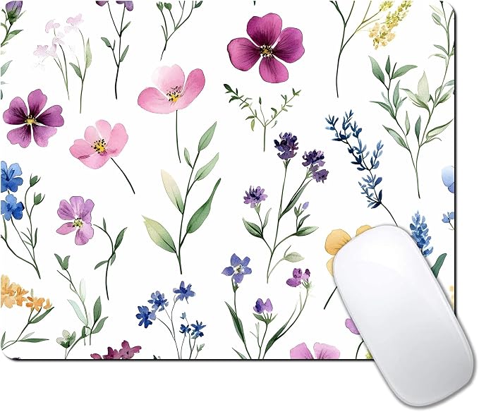 Watercolor Flower Wildflowers Floral Custom Mouse Pad by IMAYONDIA