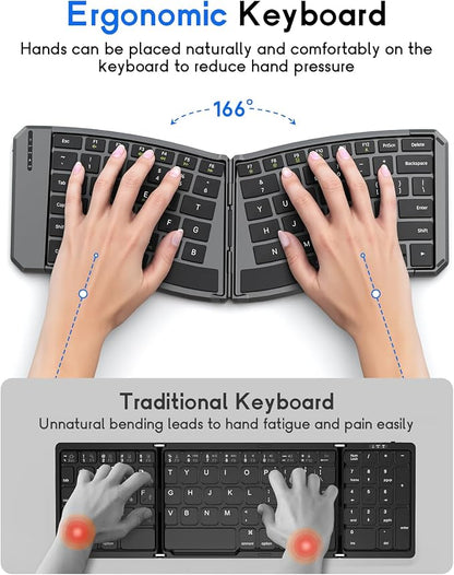 MoKo Ergonomic Foldable Keyboard, Split Portable Folding Bluetooth Keyboard - Image 2