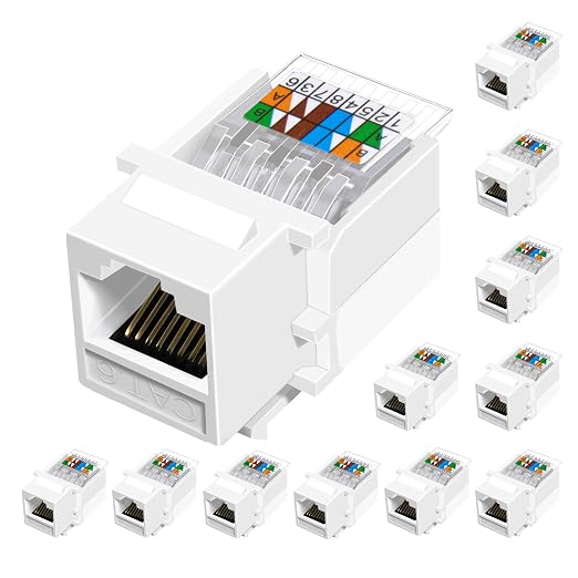 Cat6 RJ45 Keystone Jacks Toolless 12-Pack, Female RJ45 Connectors, Ethernet by Unknown