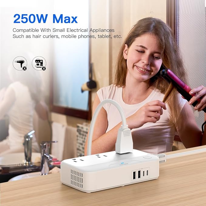 Universal Voltage Converter us to Europe, 220v to 110v Power Travel Converter - Image 4