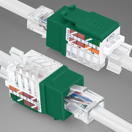 Everest 45° Angled RJ45 Cat6A Keystone Jacks 50-Pack in Green - Image 8