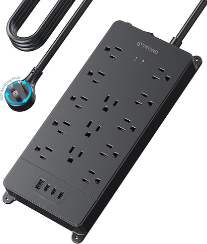 TROND 360° Rotating Flat Plug, Surge Protector Power Strip, 13AC Widely Spaced by TRONDOfficial