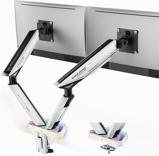 ARES WING RGB Dual Monitor Arm for 17-38" Ultrawide Screens, Holds 35.2lbs by ARESWING