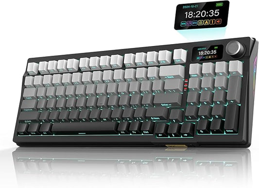 RedThunder K95 Wireless Mechanical Keyboard, TFT Screen & Knob, Trip-Modes by RedThunder