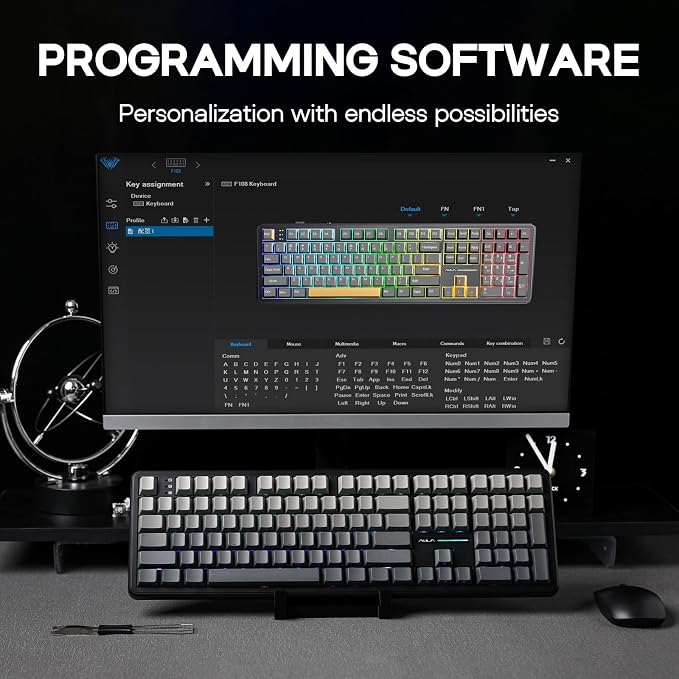 EPOMAKER Aula F108 Wireless Gaming Keyboard, Full Size Mechanical Keyboard - Image 6