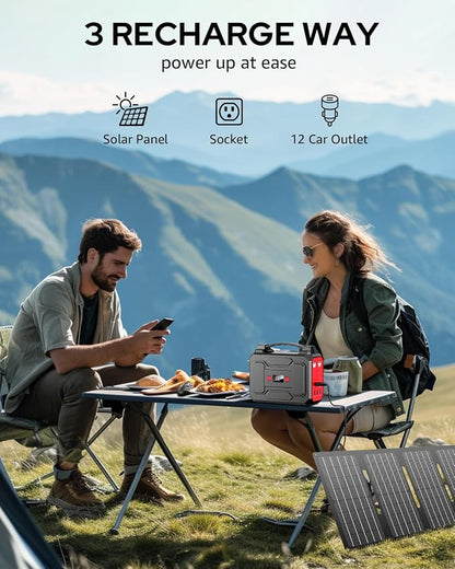Apowking Portable Power Station Bank 146Wh 200W Peak, Solar Powered Power Bank - Image 4