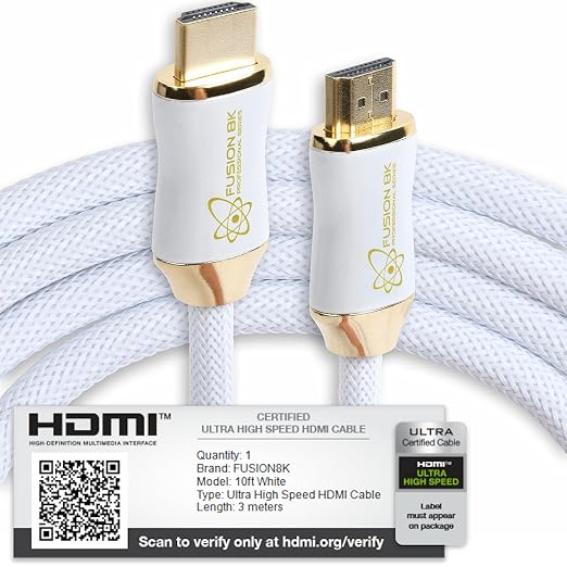 White HDR HDMI 2.1 Certified Cable Supports 10K 8K @60Hz and 4K @120Hz - Image 5