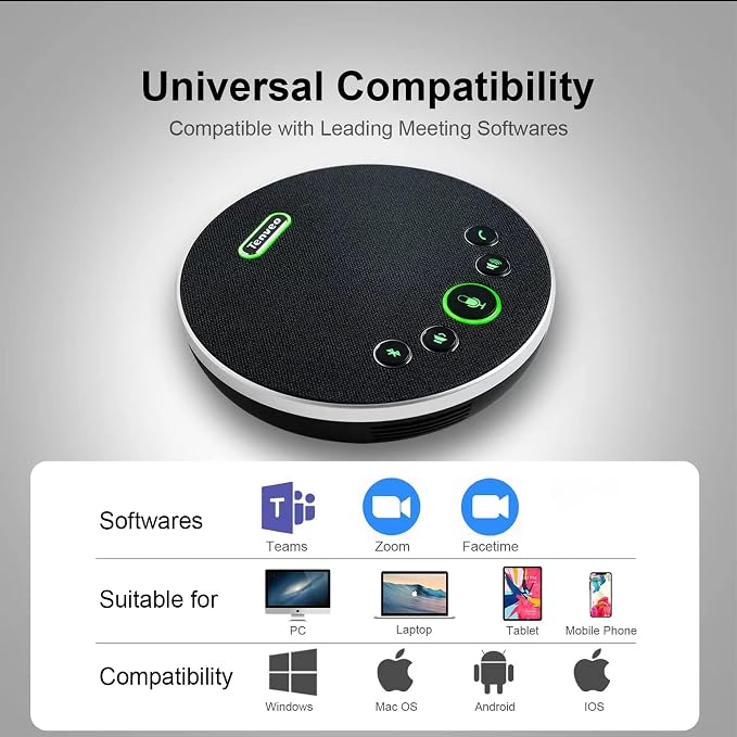 Tenveo Conference Speaker Microphone, 360° Sound Pickup and AI Noise Reduction - Image 7