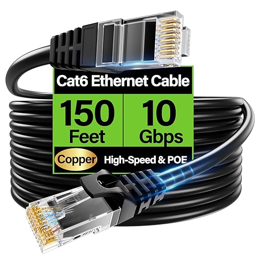 Cat6 Ethernet Cable 10Gbps 150 ft, UTP Ethernet Cable Cat 6, Flexible Bare by Unknown
