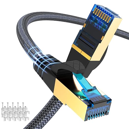 Cat 8 Ethernet Cable 150ft, Indoor Nylon Braided Cat 8 Cable, Heavy Duty 26AWG by Ciwoda
