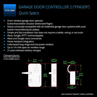 YoLink 1/4 Mile World's Longest Range Smart Wireless Garage Door Opener - Image 2