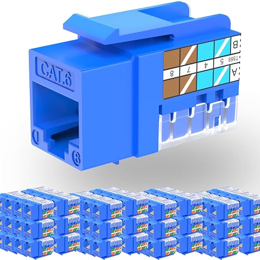 Rapink RJ45 Keystone Jack Cat6 10G Support, Cat6 Keystone Jacks UTP 100 Pack by Rapink