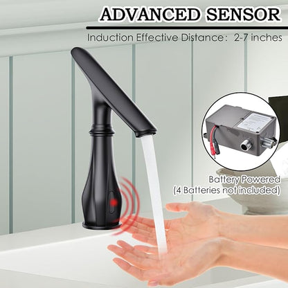 Touchless Bathroom Faucet, Matte Black Smart Motion Sensor Bathroom Sink - Image 5